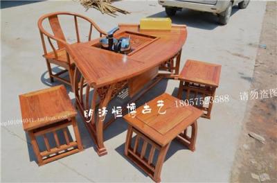 简约现代中式实木扇形茶桌 茶桌椅组合