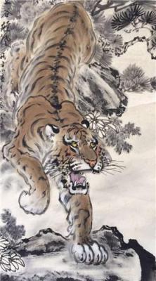 画家严斌老虎画价值多少多少钱一平尺