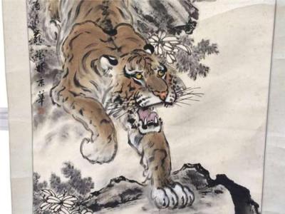 严斌字画多少钱一平尺画家严斌老虎画价值