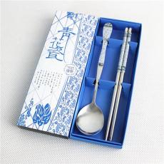 新年礼品定制 可印LOGO 喜庆餐具不锈钢勺筷